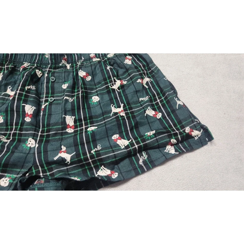 Victoria's Secret Women's Small Green Holiday Dogs Silky Sleep Boxy Pajama Short